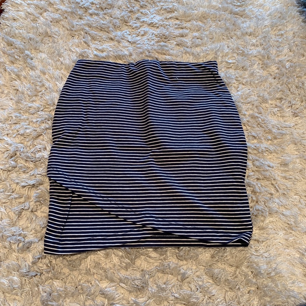 Navy Blue and White Mini Skirt